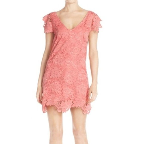 BB Dakota | Dresses | Bb Dakota Coral Jacqueline Lace Shift Dress | Poshmark